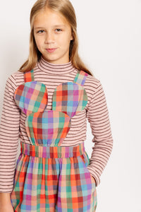 ADULT RAINBOW CHECK MOUSE OVERALLS