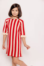 RED AND CREAM STRIPED KNIT DRESS