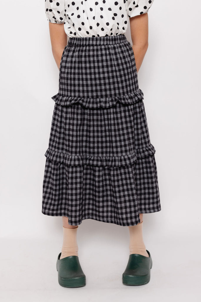 GINGHAM RUFFLE SKIRT