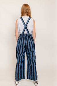ADULT STRIPED DENIM MOUSE OVERALLS
