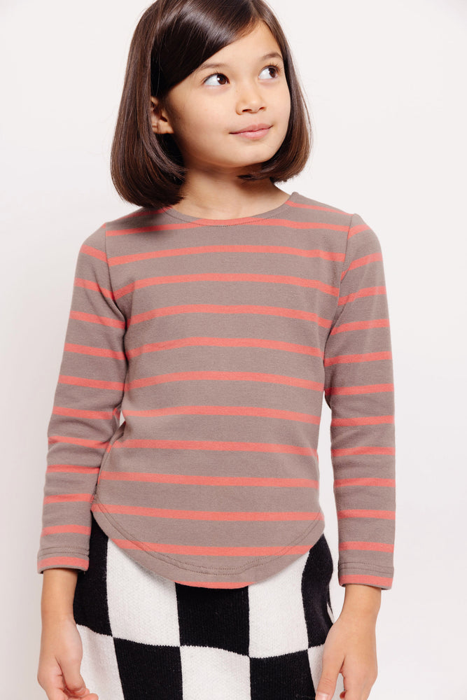 TAN AND CORAL STRIPED TOP