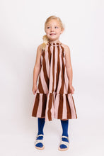 MAUVE AND BROWN STRIPED DRESS