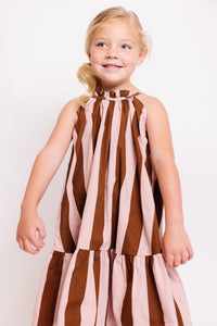 MAUVE AND BROWN STRIPED DRESS