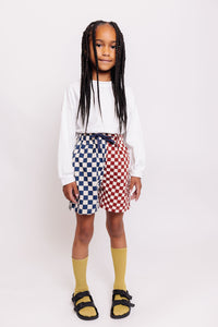 RED AND BLUE CHECKERBOARD SHORTS
