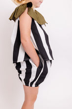BLACK AND WHITE STRIPED TOP AND BOTTOM SET