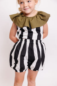 BLACK AND WHITE STRIPED TOP AND BOTTOM SET