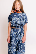 FLORAL PRINT CHAMBRAY TOP AND BOTTOM SET