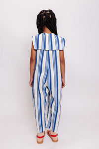 BLUE AND WHITE STRIPED JUMPSUIT