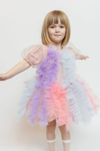 GATHERED TULLE DRESS