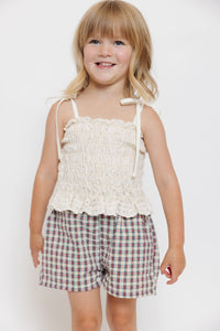 EYELET SMOCKED TOP