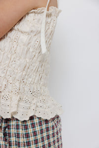 EYELET SMOCKED TOP