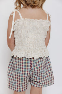 EYELET SMOCKED TOP