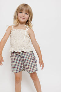 EYELET SMOCKED TOP