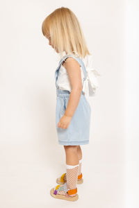 LIGHT DENIM MOUSE OVERALL SHORTS