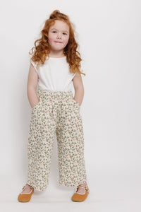 PLEATED FLORAL PRINT PANTS