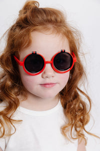 RED AND BLACK FLIP UP SUNGLASSES