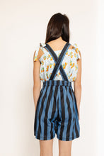 STRIPED DENIM MOUSE OVERALL SHORTS