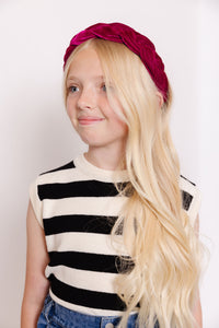 MAGENTA VELVET BRAIDED HEADBAND