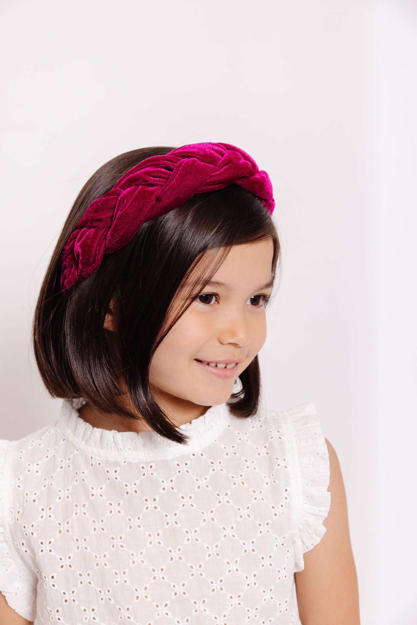 MAGENTA VELVET BRAIDED HEADBAND
